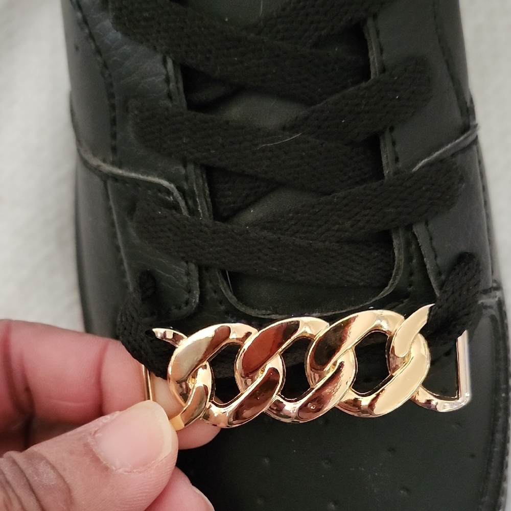 NWOB Eden Platform Chain Sneaker Black Gold Detail Sz - Picture 9 of 9